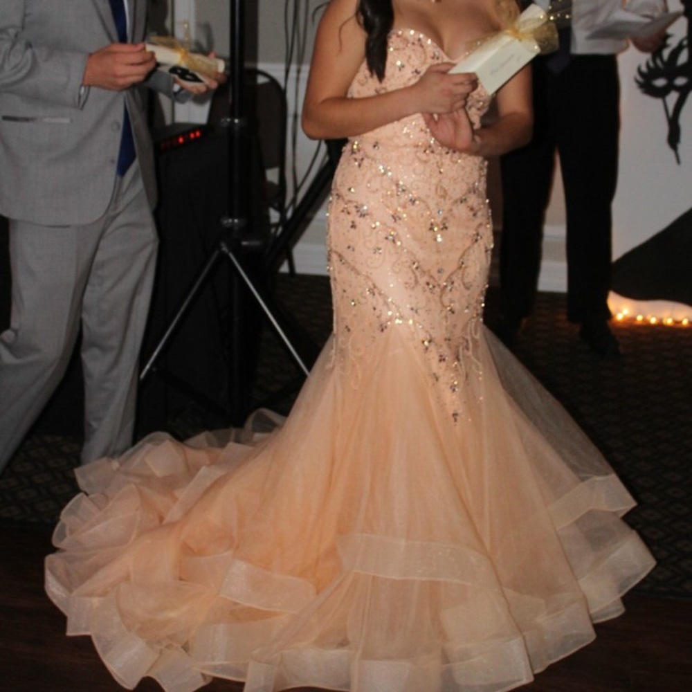 Mermaid Peach Prom Dress